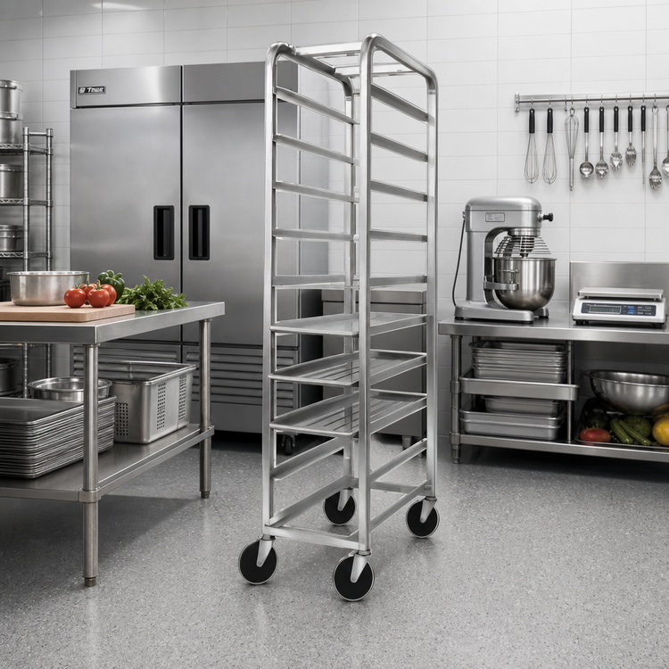 Product image #2 for Stainless Steel End-Load Platter Rack Cart for 9 x 10.5-Inch Platters, 64-Inch High