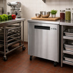 Thumbnail image #3 for Koolmore KM-UCR-1DSS 27-Inch One-Section Undercounter Reach-In Refrigerator, Solid Stainless Steel Door, 5 Cu. Ft.