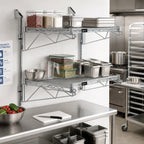 Thumbnail image #2 for Quantum WC34-CB1848C Double Shelf Cantilever Wall-Mount Wire Shelving Unit, 48" W x 18" D, Chrome Plated, NSF Listed