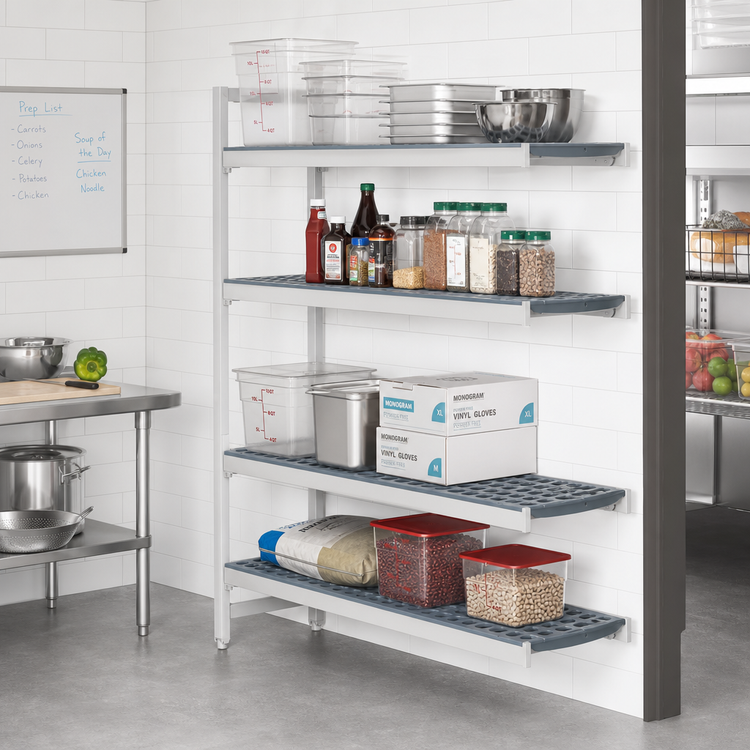Product image #2 for Fermostock 4-Tier Polymer Shelving Unit Expansion Kit, 35W x 18D x 71H, 1 Upright