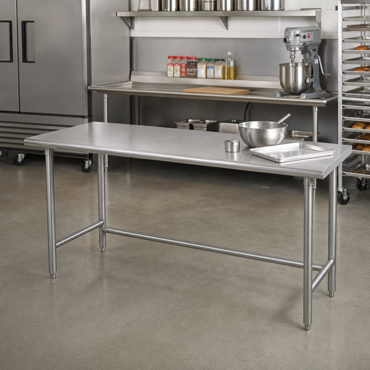 Product image #2 for Advance Tabco Stainless Steel Work Table, 108"W x 30"D, Open Base, 304 Stainless Steel Top