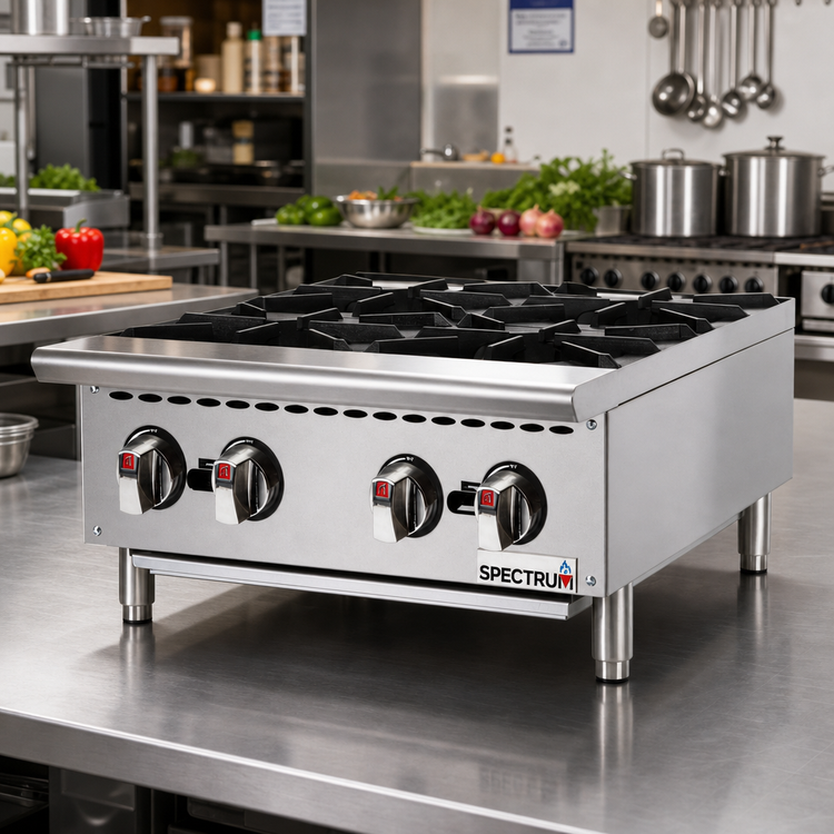 Product image #2 for Winco Spectrum™ 24-Inch Countertop Natural Gas Hot Plate with 4 Open Burners