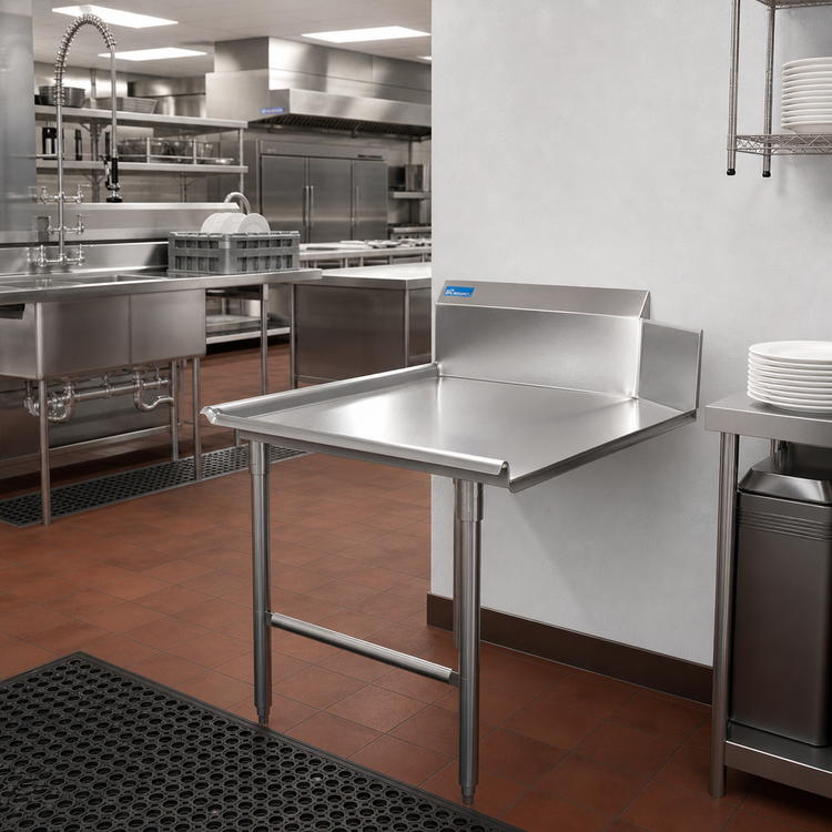 Product image #2 for BK Resources 48-Inch Straight Clean Dish Table, Right-to-Left, 18 Gauge 304 Stainless Steel