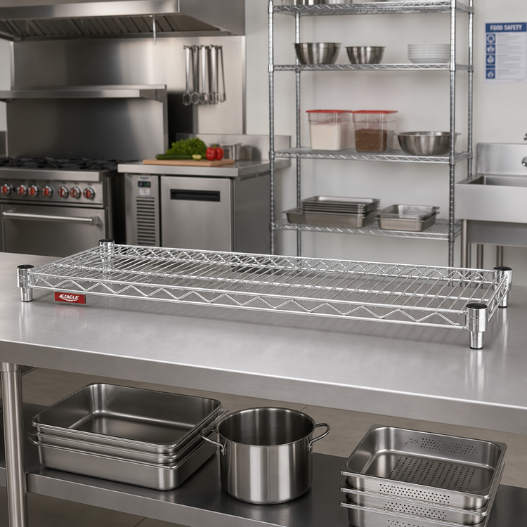 Product image #2 for Eagle Group QuadTruss 60-Inch x 24-Inch Stainless Steel Wire Shelf, 600 lb. Capacity