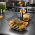 Thumbnail image #2 for American Metalcraft Rectangular Stainless Steel Grid-Bottom Serving Basket, 9 x 6 x 2-1/2 Inches