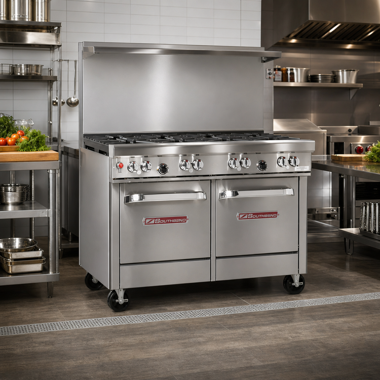 Product image #2 for Southbend Ultimate 48-Inch Gas Restaurant Range with 7 Open Burners, Convection Oven and Cabinet Base, 265,000 BTU