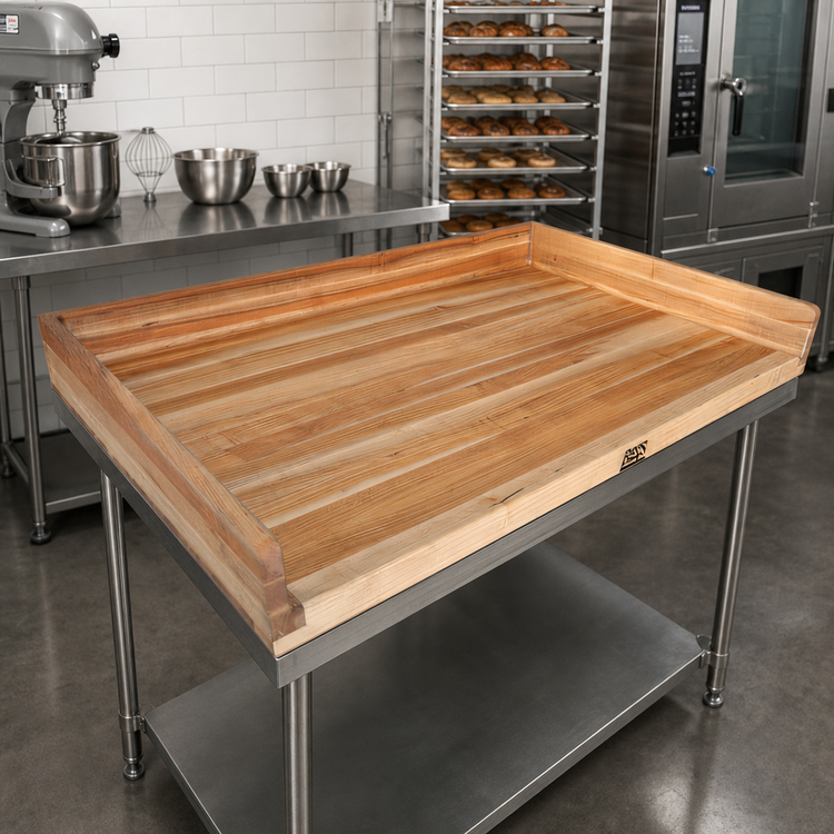 Product image #2 for BK Resources 60 Inch x 36 Inch Hard Maple Non-Reversible Bakers Table Replacement Top with Coved Risers
