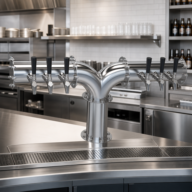 Product image #2 for Krowne 6-Faucet Glycol-Cooled Pipe Y-Tower Draft Beer Tower