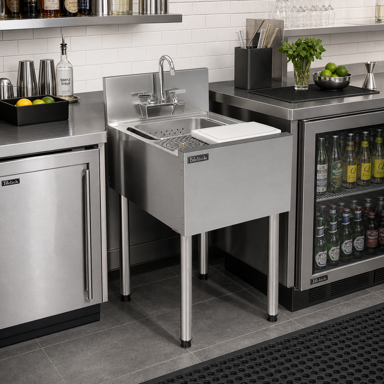 Product image #3 for Perlick Top Shelf Series 18-Inch Underbar Prep Sink with Sink Bowl, Cutting Board and Glass Rinser