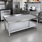 Thumbnail image #2 for BK Resources VETS-6030 61-Inch x 30-Inch Stainless Steel Equipment Stand, 18-Gauge Top, Adjustable Galvanized Undershelf, 3-Sided 2-Inch Riser