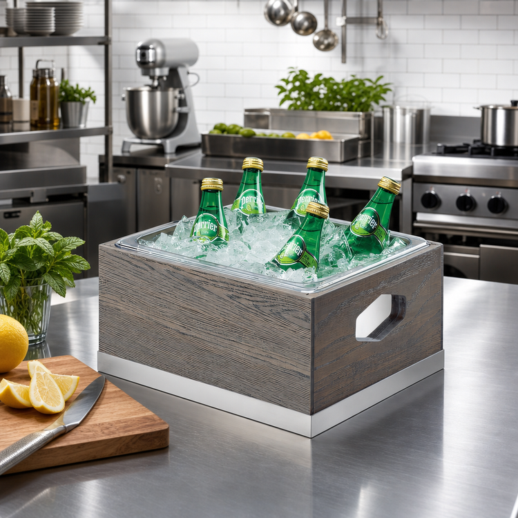 Product image #2 for Ashwood Rectangular Wood Ice Housing with Clear Polycarbonate Pan Insert and Liner