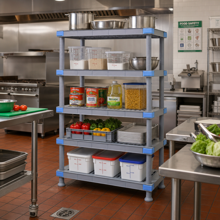 Product image #2 for Quantum Millenia 5-Shelf Polymer Shelving Unit with Dunnage Stand, 54W x 18D x 50H