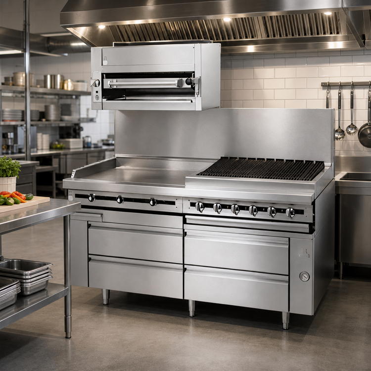 Product image #2 for Titan Heavy Duty 12-Inch Modular Gas Griddle Top Section with Thermostatic Controls and 1-Inch Polished Steel Plate