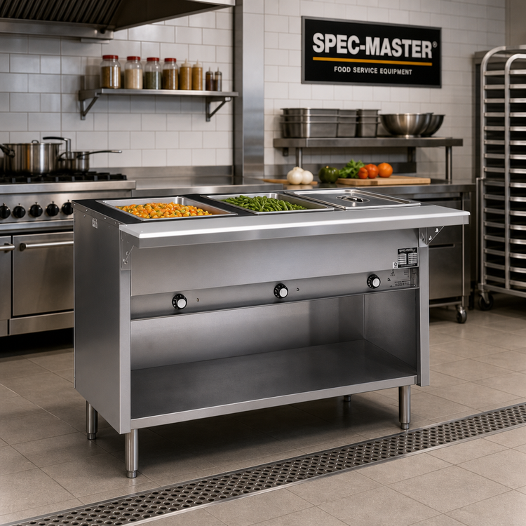 Product image #2 for Spec-Master Electric Hot Food Table with Open Base and (2) 12" x 20" Wet or Dry Wells, 33" Wide