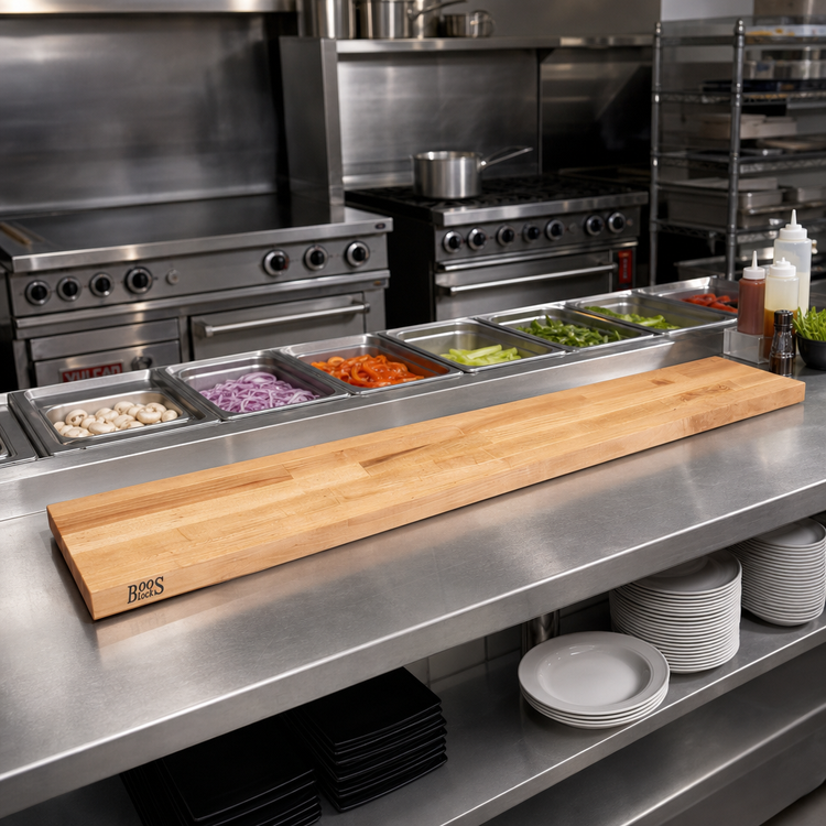 Product image #2 for John Boos Steam Table Cutting Board, 72 Inch x 10 Inch x 1-1/4 Inch, Northern Hard Rock Maple