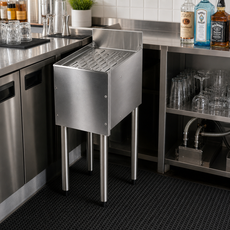 Product image #2 for CHOICE C-DBB-12 Freestanding Stainless Steel Underbar Drainboard, 12" x 24"
