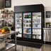 Thumbnail image #2 for True TRM3M 3-Section Medium Temp Self-Contained Glass Door Refrigerated Merchandiser, Black Exterior, White Interior, 116.2 Cu. Ft.