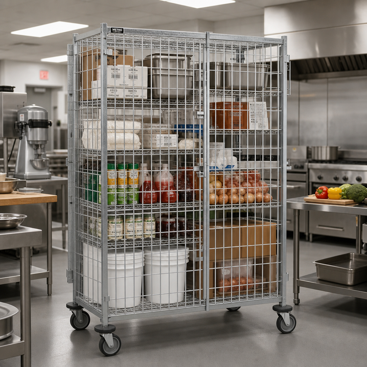 Product image #2 for Metro Super Erecta Mobile Wire Security Cage with Metroseal 3 Epoxy-Coated Finish