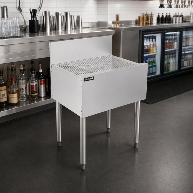 Product image #3 for Top Shelf 28-Inch Wide Freestanding Stainless Steel Underbar Drainboard with 6-Inch Backsplash