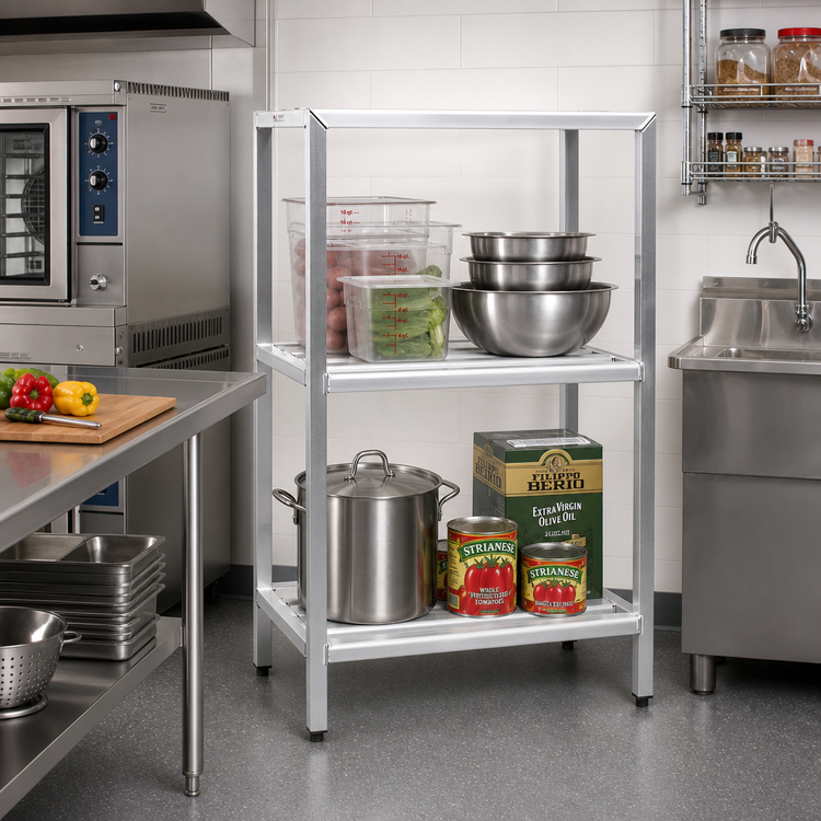 Product image #2 for New Age H.D. Series 2-Shelf All-Welded Heavy-Duty Aluminum Shelving Unit, 36W x 24D x 48H