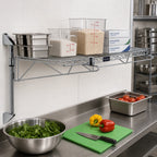 Thumbnail image #2 for Quantum WC14-CB1836C Single-Shelf Wall-Mount Cantilever Wire Shelving Unit, 36 x 18 Inch, Chrome-Plated