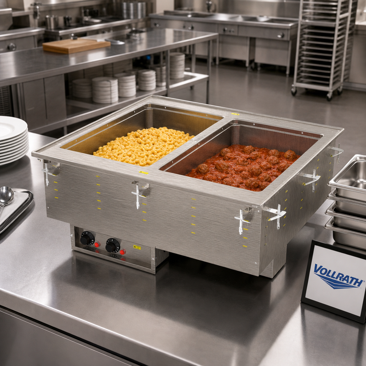 Product image #2 for Vollrath Two-Well Drop-In Electric Hot Food Well with Thermostatic Controls and Manifold Drain, 208V