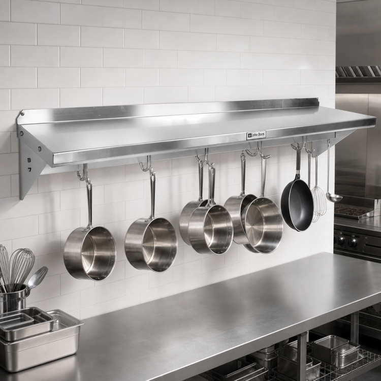 Product image #2 for John Boos Stallion 132-Inch Wall-Mount Stainless Steel Pot Rack Shelf