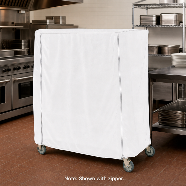 Product image #2 for Metro White Uncoated Knitted Polyester Cart Cover for 60 x 21 x 62 Inch Queen Mary & Banquet Carts