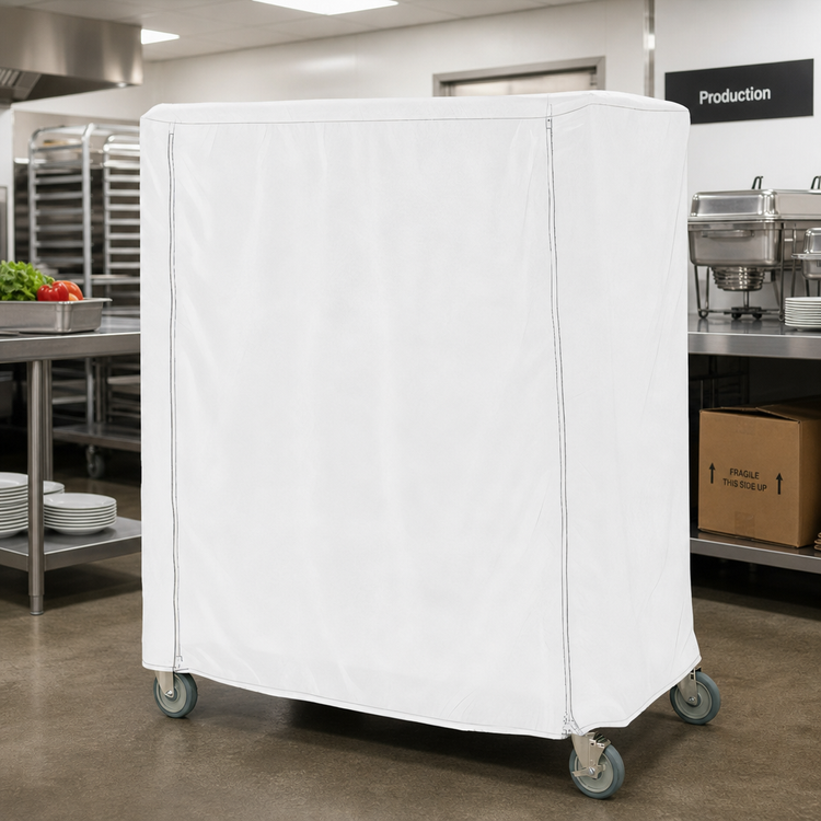 Product image #2 for Metro White Uncoated Knitted Polyester Cart Cover for 60 x 21 x 62 Inch Queen Mary & Banquet Carts