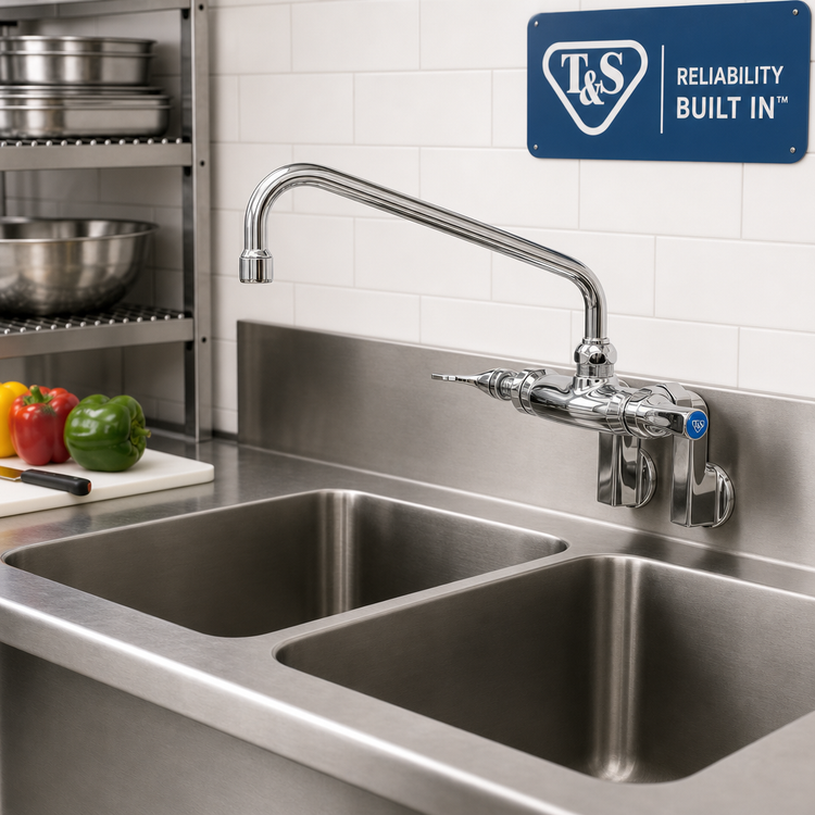Product image #2 for T&S Brass Double Pantry Mixing Faucet with 10-Inch Swivel Spout and Adjustable Centers