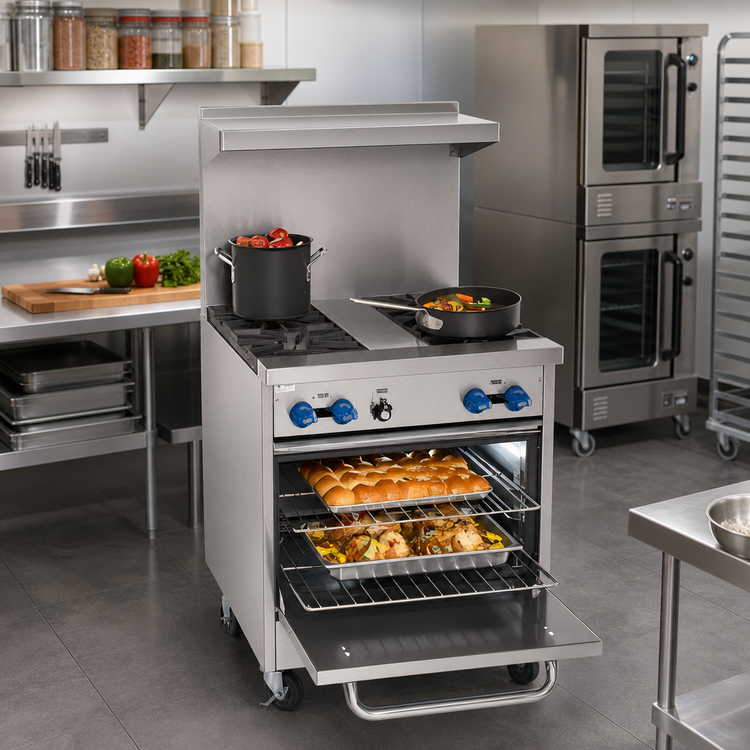 Product image #2 for Comstock-Castle 30-Inch Commercial Gas Range with 4 Open Burners and Standard Oven