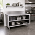 Thumbnail image #2 for La Rosa 60 Inch x 32 Inch Open Shelf Utility Stand with 304 Stainless Steel Top and Backsplash
