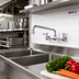 Thumbnail image #2 for Omcan USA Splash-Mounted Commercial Faucet with 16-Inch Swing Spout, 8-Inch Centers