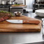 Thumbnail image #2 for Winco KB-30W Jumbo Steak Knife, 10-Inch, 5-Inch Stainless Steel Blade, Oak Wood Handle, Stamped Case of 12