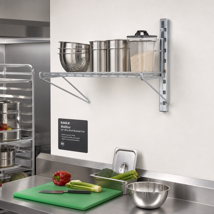 Product image #2 for Eagle WalStor 24-Inch Wire Shelf Bracket Pair for Modular Wall System, Zinc Finish
