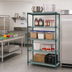 Thumbnail image #2 for Quantum 5-Tier Stationary Wire Shelving Unit with Plastic Mats, 60 x 18 x 63 Inches, Green Epoxy Coated