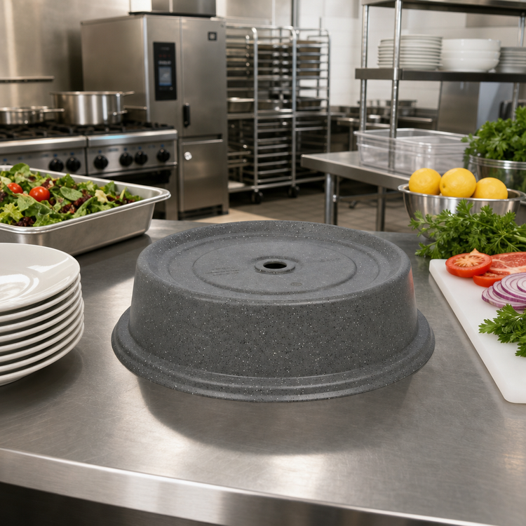 Product image #3 for Cambro Versa Camcover® Round Fiberglass Plate Cover, 9-1/8" Inside Diameter, Granite Gray
