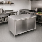 Thumbnail image #2 for John Boos 4CO6-3672 72"W x 36"D Open-Front Stainless Steel Work Table with 16-Gauge 300-Series Flat Top