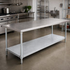 Thumbnail image #2 for John Boos GSK6-30132 Commercial Work Table Undershelf, 132"W x 30"D, 16 Gauge Galvanized Steel
