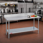 Thumbnail image #2 for Duke Manufacturing 316-30120-5R 10-Foot Stainless Steel Work Table with 5-Inch Riser, 16-Gauge 300-Series Top & Galvanized Undershelf