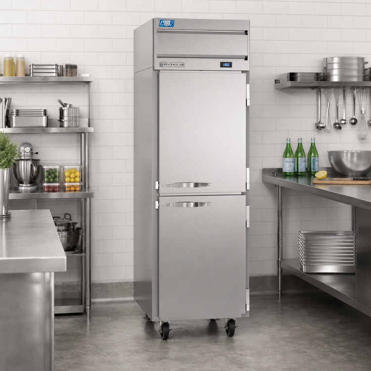Product image #3 for Beverage-Air Cross Temp® Full-Height Convertible Reach-In Refrigerator/Freezer, 1-Section, 23.1 Cu. Ft., Top-Mounted Self-Contained, 2 Half Solid Doors