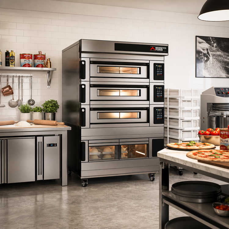 Product image #2 for Moretti Forni serieS S140E 3-Deck Electric Pizza Deck Oven with Prover