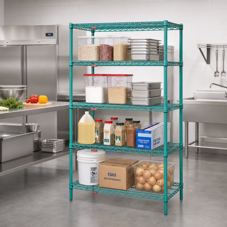 Product image #2 for EagleGard 4-Tier Starter Wire Shelving Unit, 36W x 21D x 63H, Hybrid Epoxy Finish