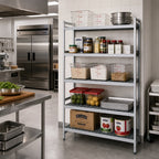 Thumbnail image #2 for Fermod Fermostock 5R38A83 5-Tier Starter Polymer Shelving Unit, 38W x 14D x 83H, Gray, Aluminum Uprights