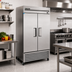 Thumbnail image #2 for True Two-Section Reach-In Freezer with Bottom-Mounted Self-Contained Refrigeration and Stainless Steel Doors