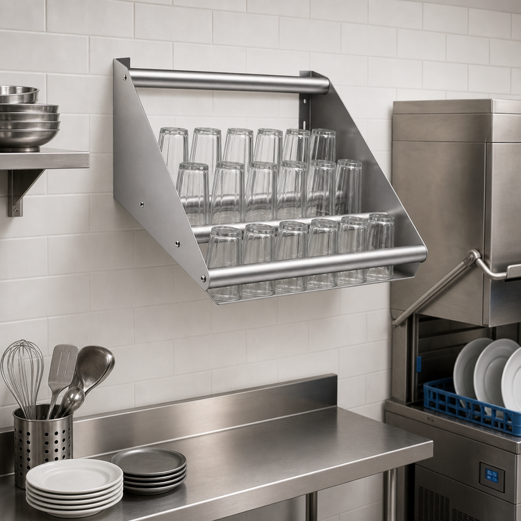 Product image #2 for Wall-Mounted Tubular Glass Rack Sorting Shelf, 42 x 18-1/2 Inches, 304 Stainless Steel