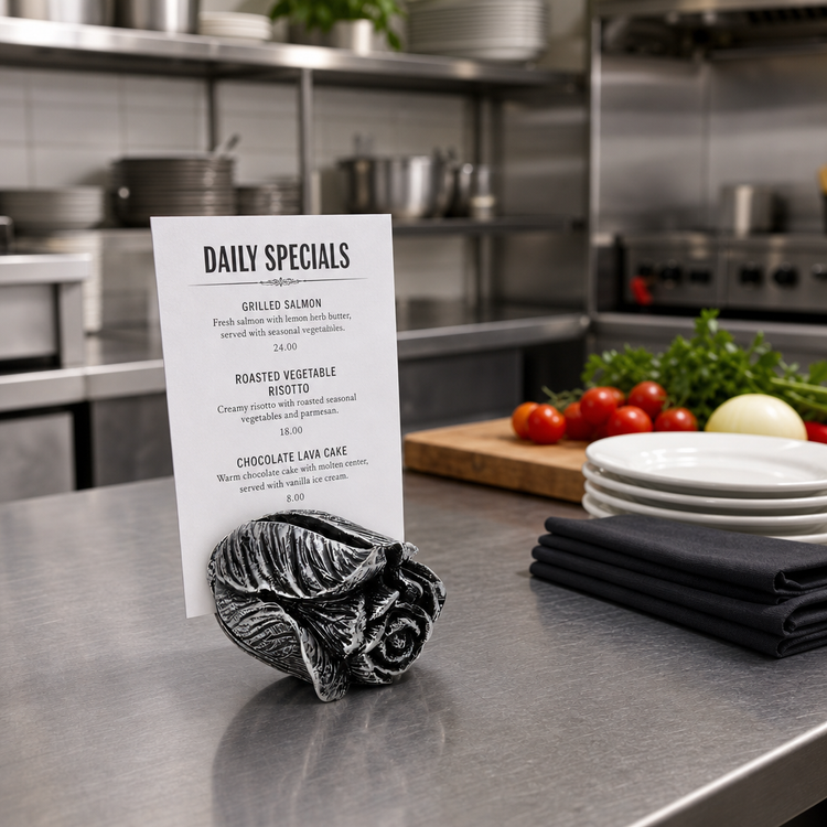 Product image #3 for American Metalcraft Lettuce Polyresin Tabletop Menu Card Holder