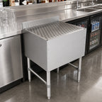 Thumbnail image #2 for John Boos UBDB-2130 Freestanding Underbar Drainboard, 30 x 21 Inches, Open Base, 3-Inch Backsplash, Stainless Steel