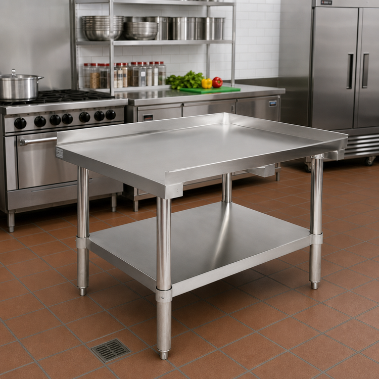 Product image #2 for Premium Stainless Steel Equipment Stand with Adjustable Undershelf and 2-Inch Up-Turn, 48-1/2 x 30 x 24 Inches