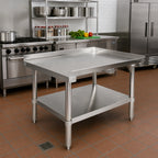 Thumbnail image #2 for Klinger's Trading Premium PES3048 Stainless Steel Equipment Stand, Open Base with Adjustable Undershelf, 2-Inch Up-Turn, 48-1/2 x 30 x 24 Inches